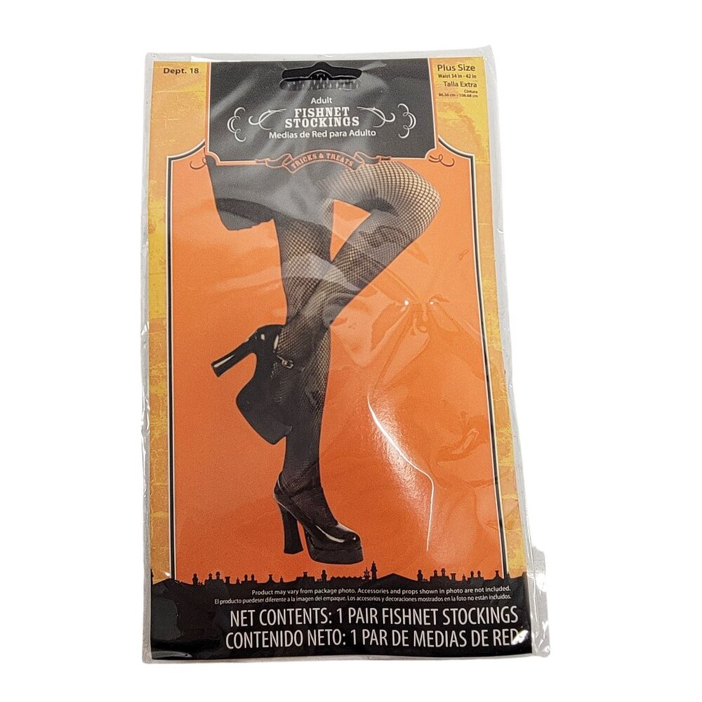 Black Fishnet Stockings Pantyhose Plus Size Costume Hosiery Halloween